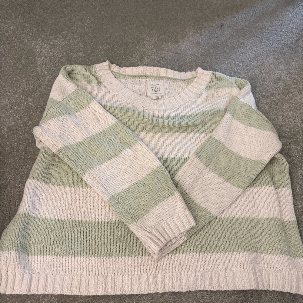 Billabong Striped Green and White Women's Sweater
